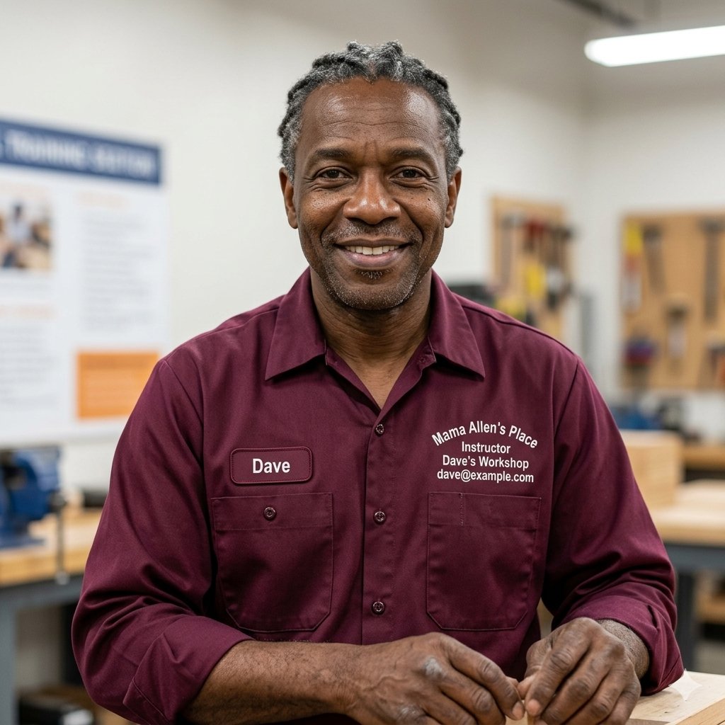 Mama Allen's Place workforce training — carpentry workshop